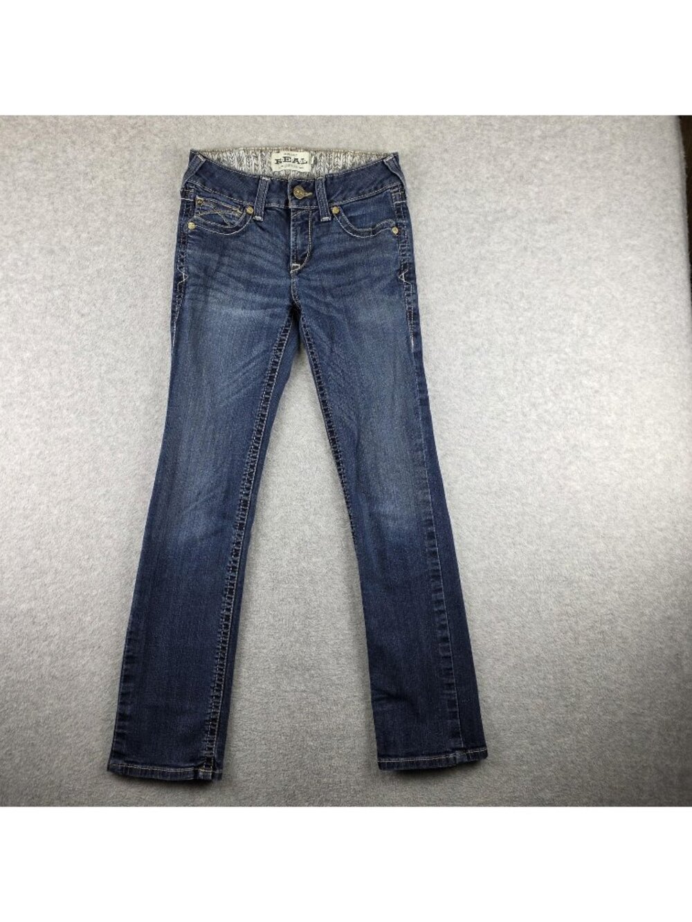 Ariat REAL Jeans Womens 27 S Blue Medium Wash Straight Leg Embroidered